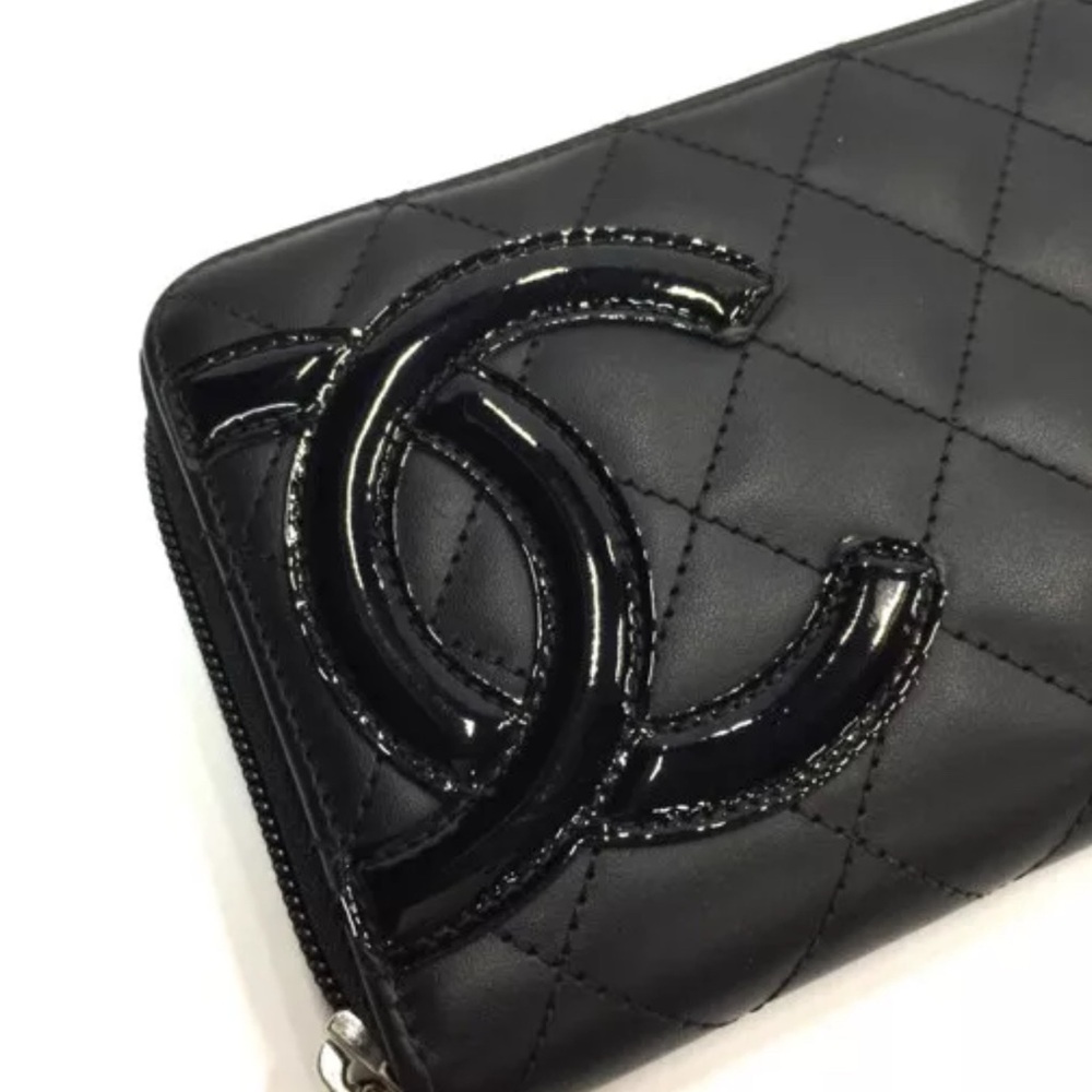 Auth New Chanel Cambon Y2K Zip Wallet +Box +Card Quilted Black Lambskin - Picture 4 of 14